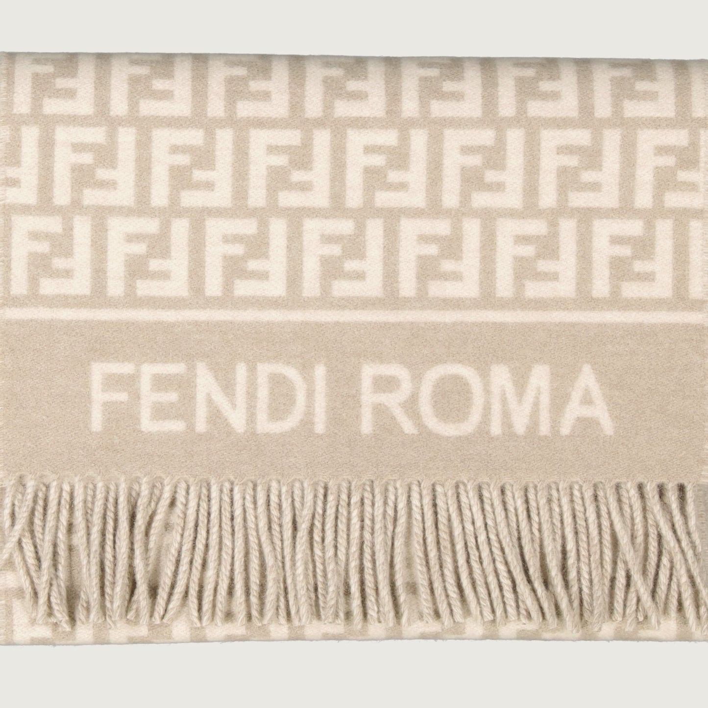 Fendi scarf, FF print scarf, wool cashmere scarf, fringed scarf, designer winter accessory