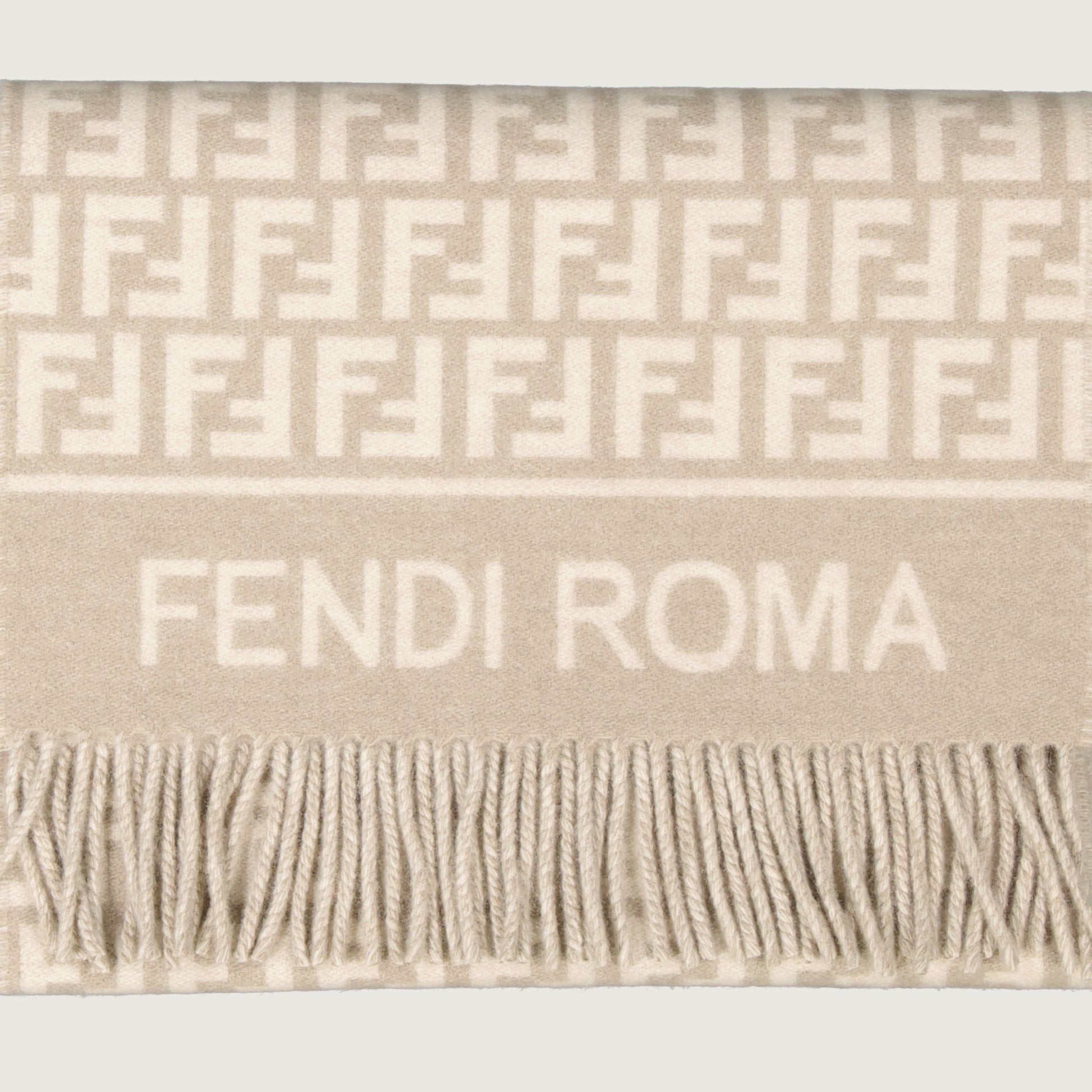 Fendi scarf, FF print scarf, wool cashmere scarf, fringed scarf, designer winter accessory