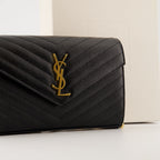 Image of Cassandre Black Chain Wallet by Saint Laurent for Women - Season Autumn-Winter 2025 - Detail View 1