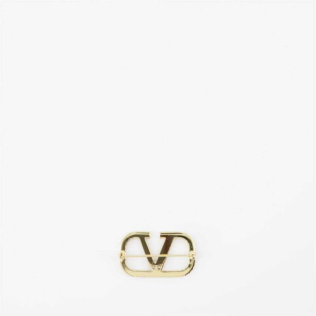 Vlogo Brooch, Swarovski Crystals, Gold Jewelry, Luxury Accessories, Valentino