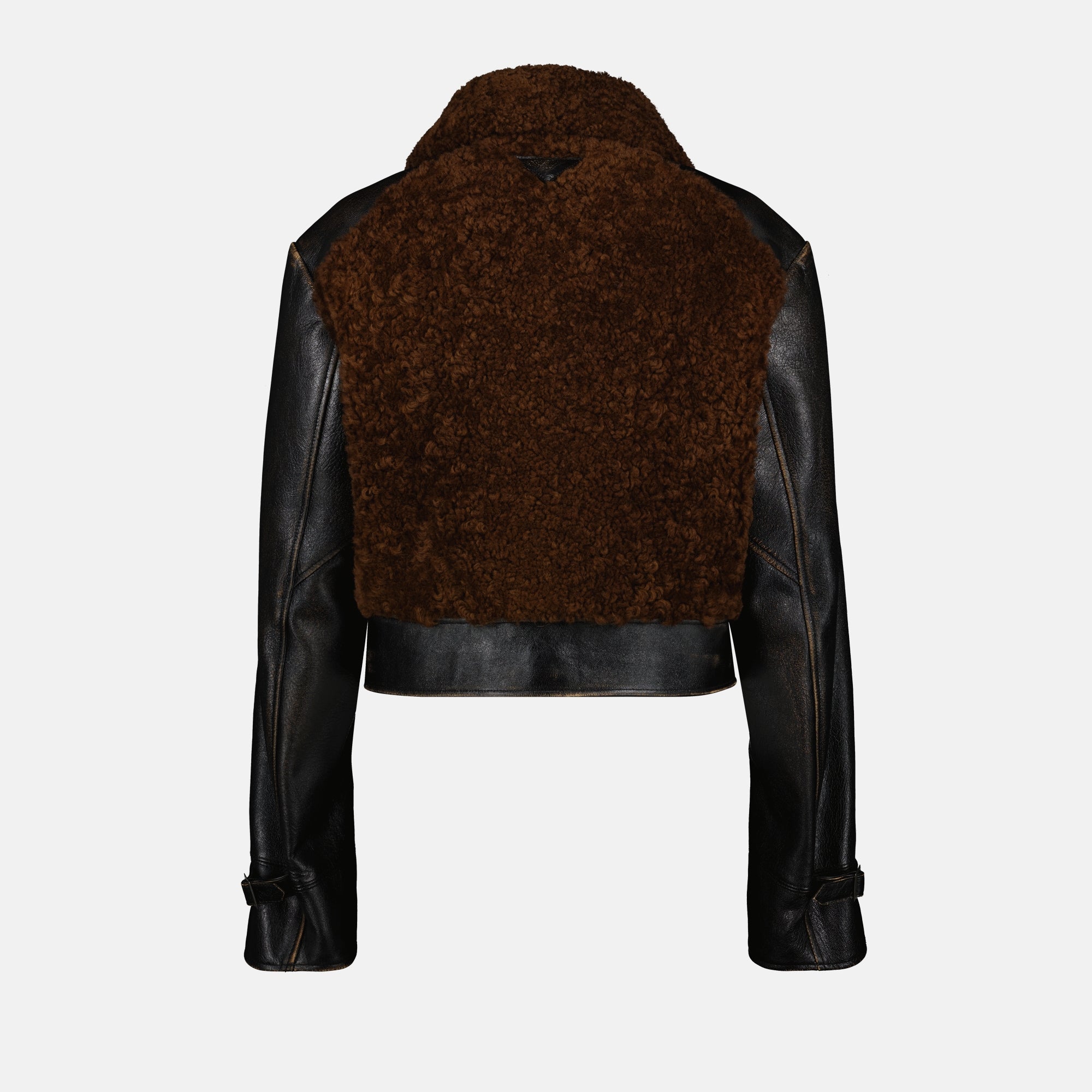 Prada jacket, black leather jacket, wool blend outerwear, Autumn-Winter 2025, elegant outerwear