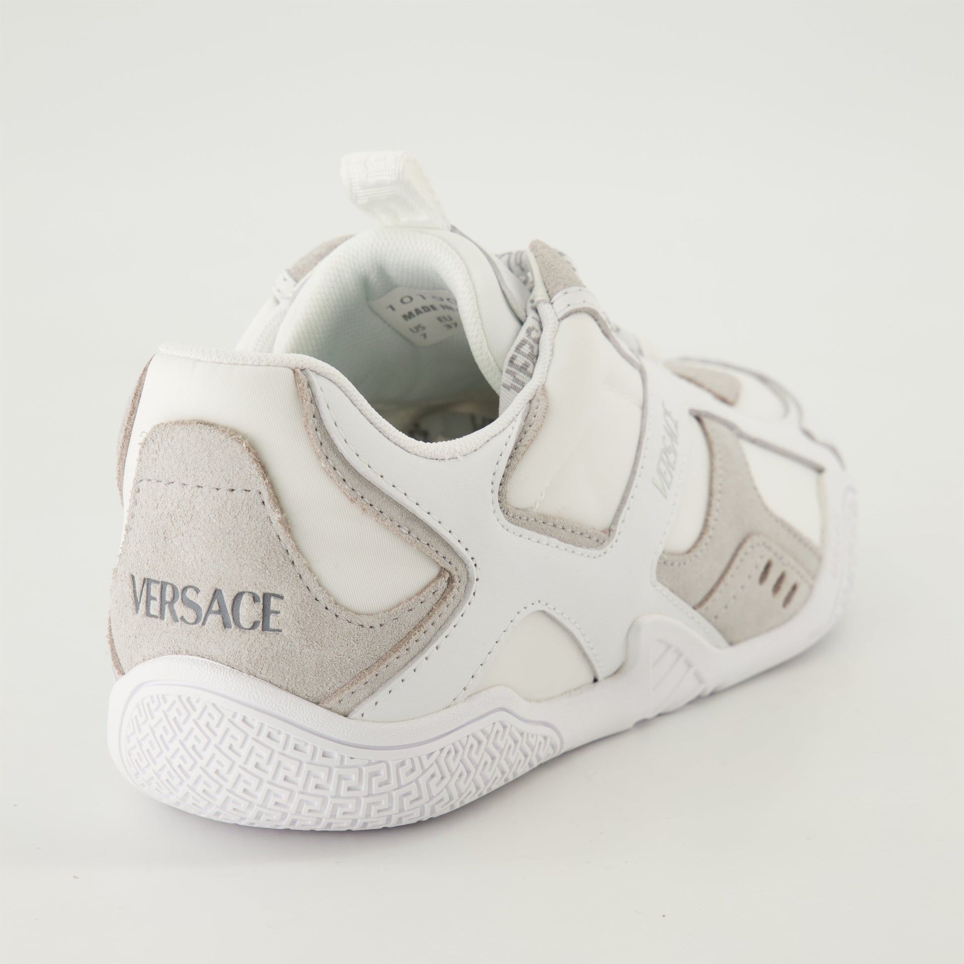 white leather sneakers, Versace sneakers, luxury casual shoes, Spring-Summer 2025, elegant footwear