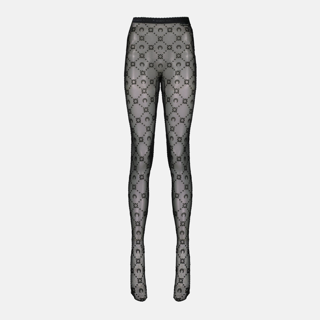 mesh tights, Marine Serre, monogram tights, autumn winter 2025, black tights
