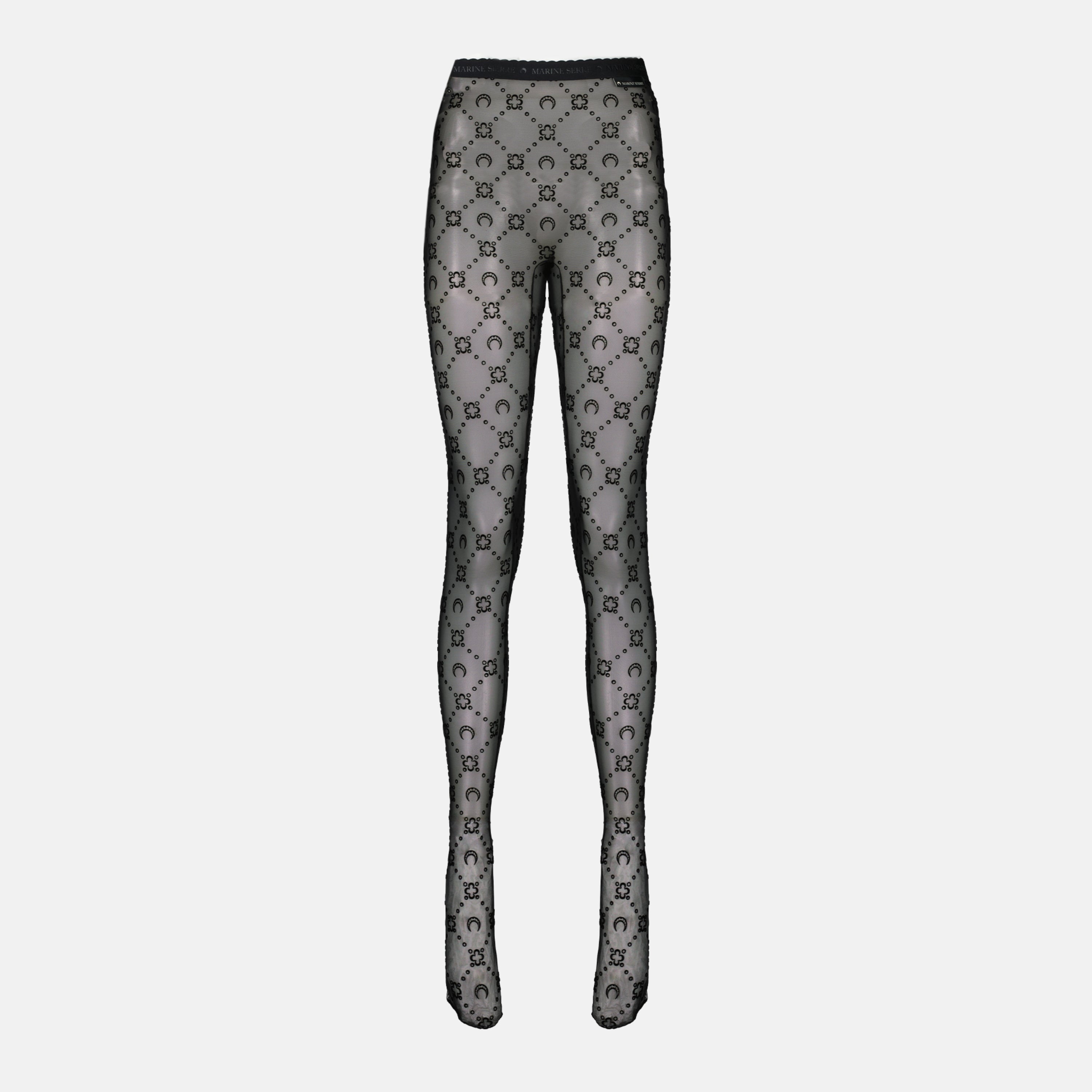 mesh tights, Marine Serre, monogram tights, autumn winter 2025, black tights