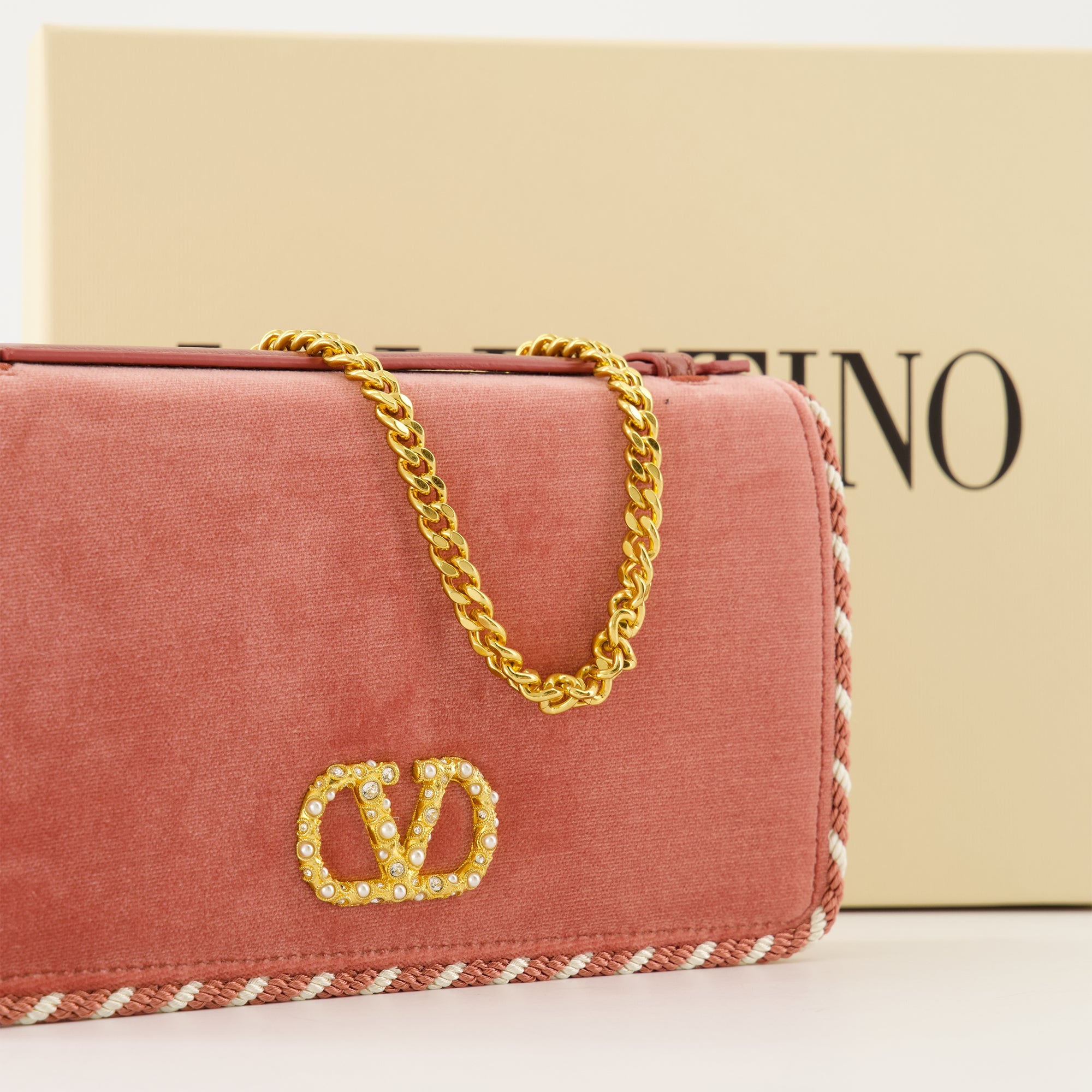pink velvet clutch, Valentino Garavani, designer handbag, luxury accessories, Chic evening bag