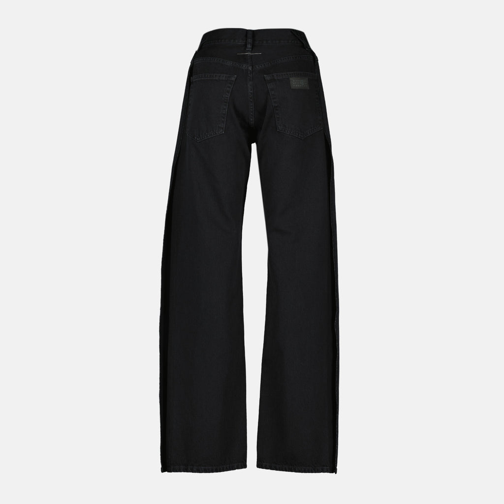 black denim jeans, straight cut jeans, MM6 jeans, autumn winter collection, five pocket design