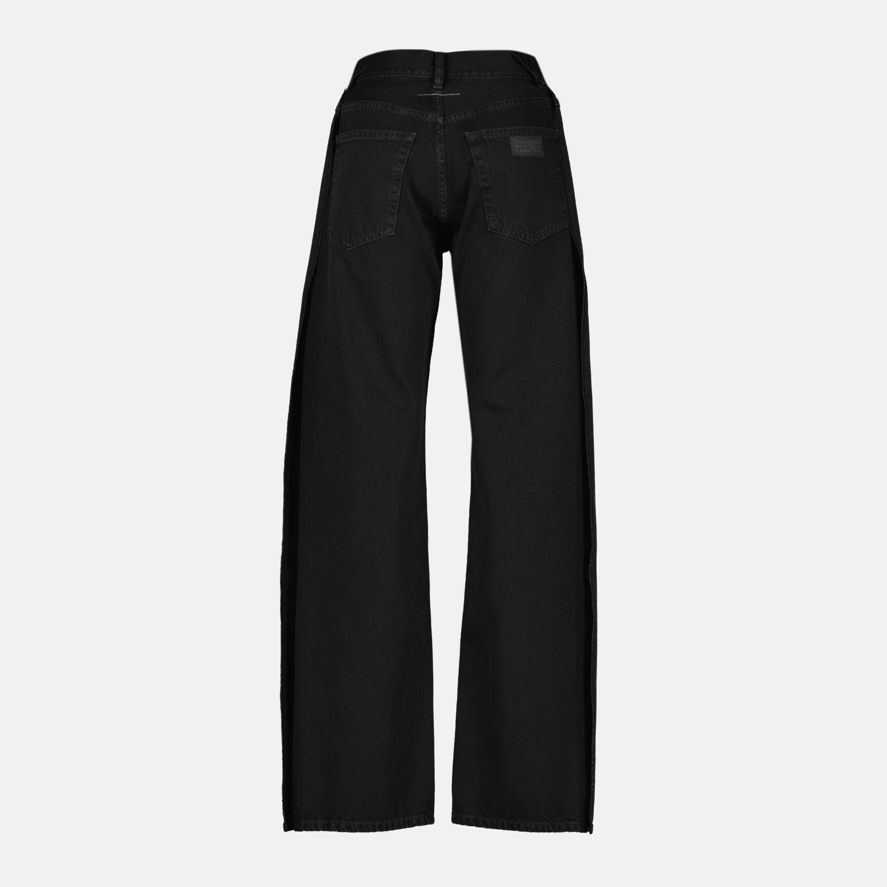 black denim jeans, straight cut jeans, MM6 jeans, autumn winter collection, five pocket design