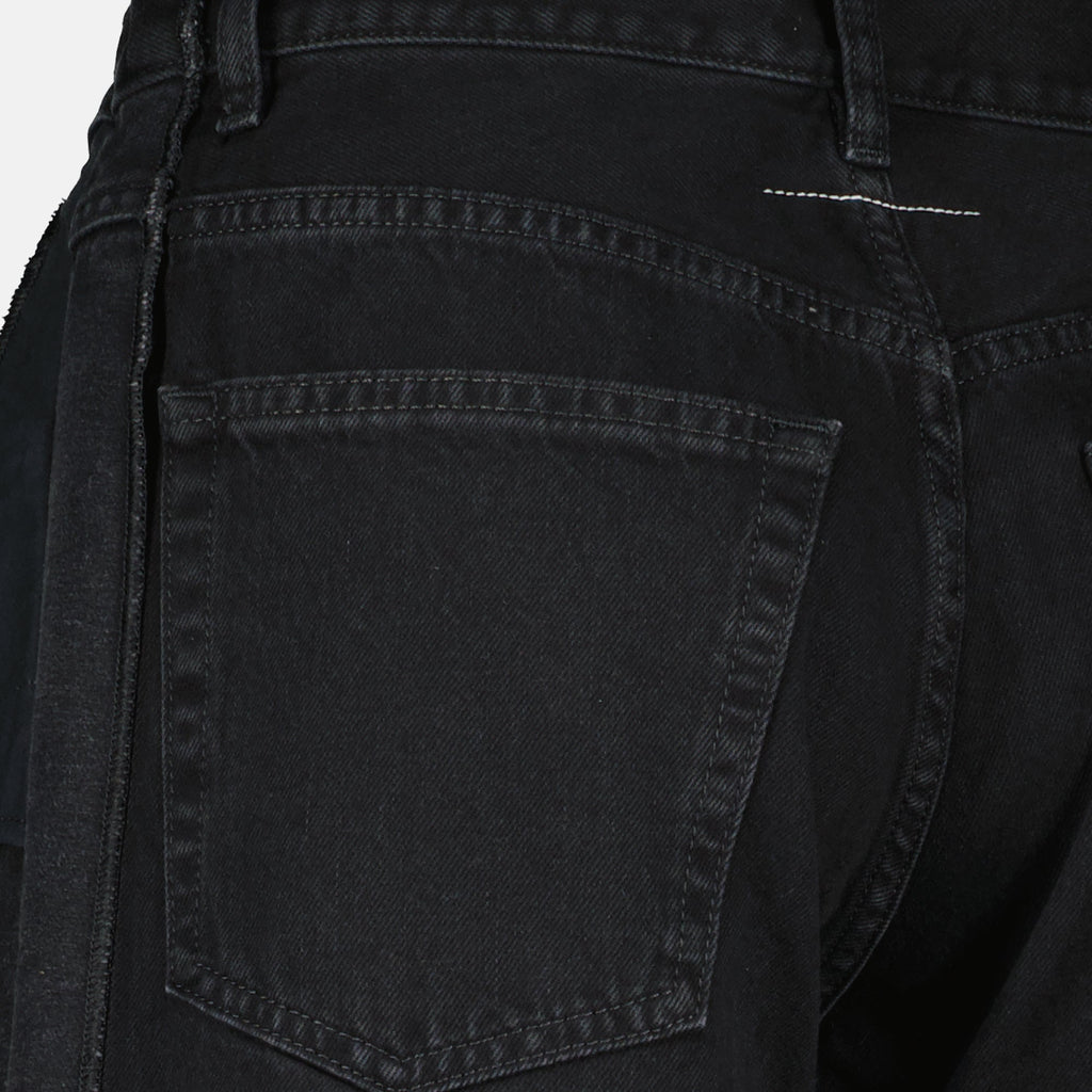 black denim jeans, straight cut jeans, MM6 jeans, autumn winter collection, five pocket design