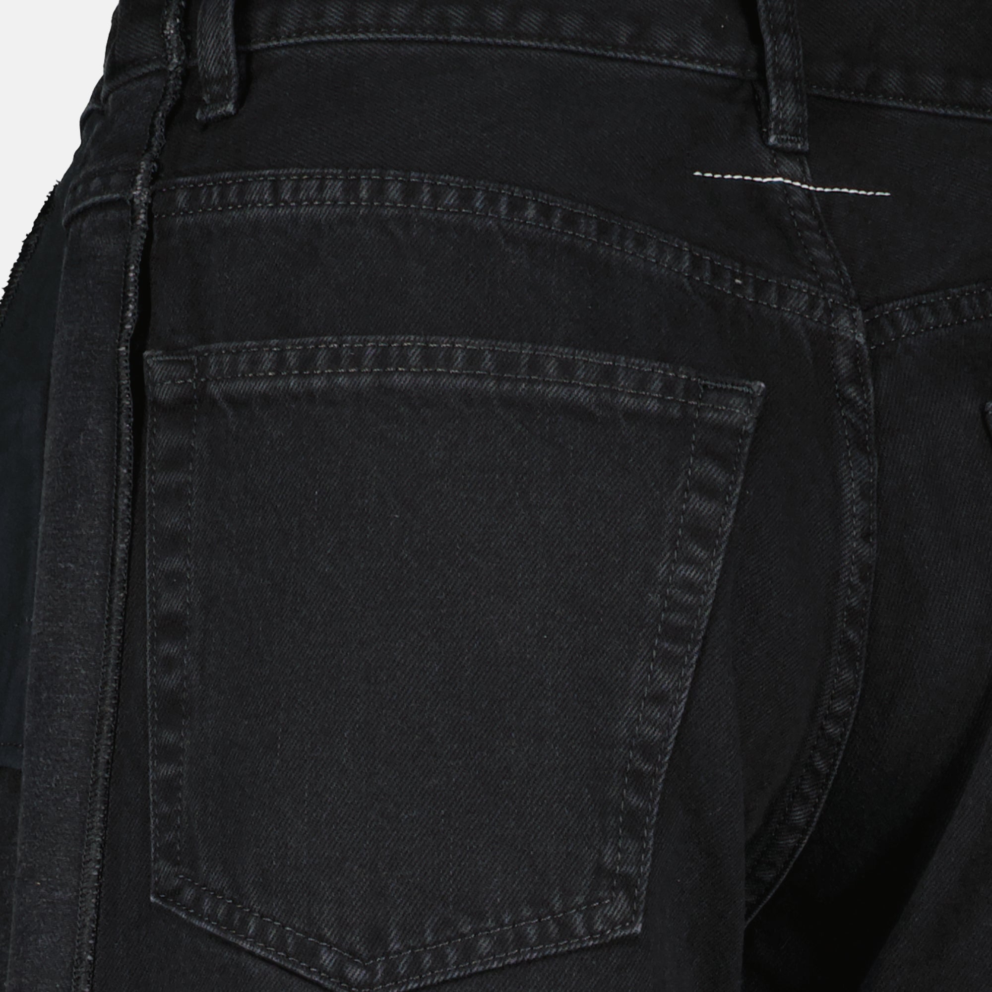 black denim jeans, straight cut jeans, MM6 jeans, autumn winter collection, five pocket design