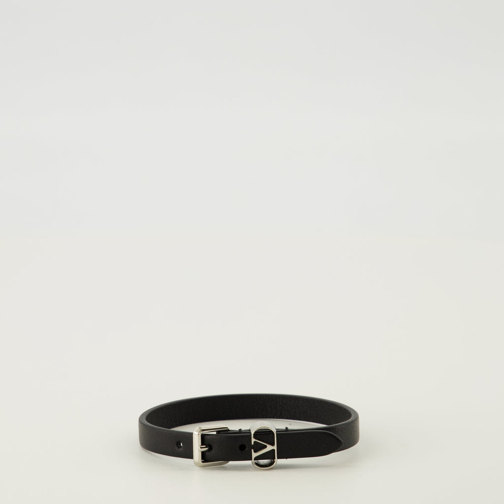 Image of Ovalette Leather Bracelet by Valentino Garavani for Men - Season Spring-Summer 2026 - Front View