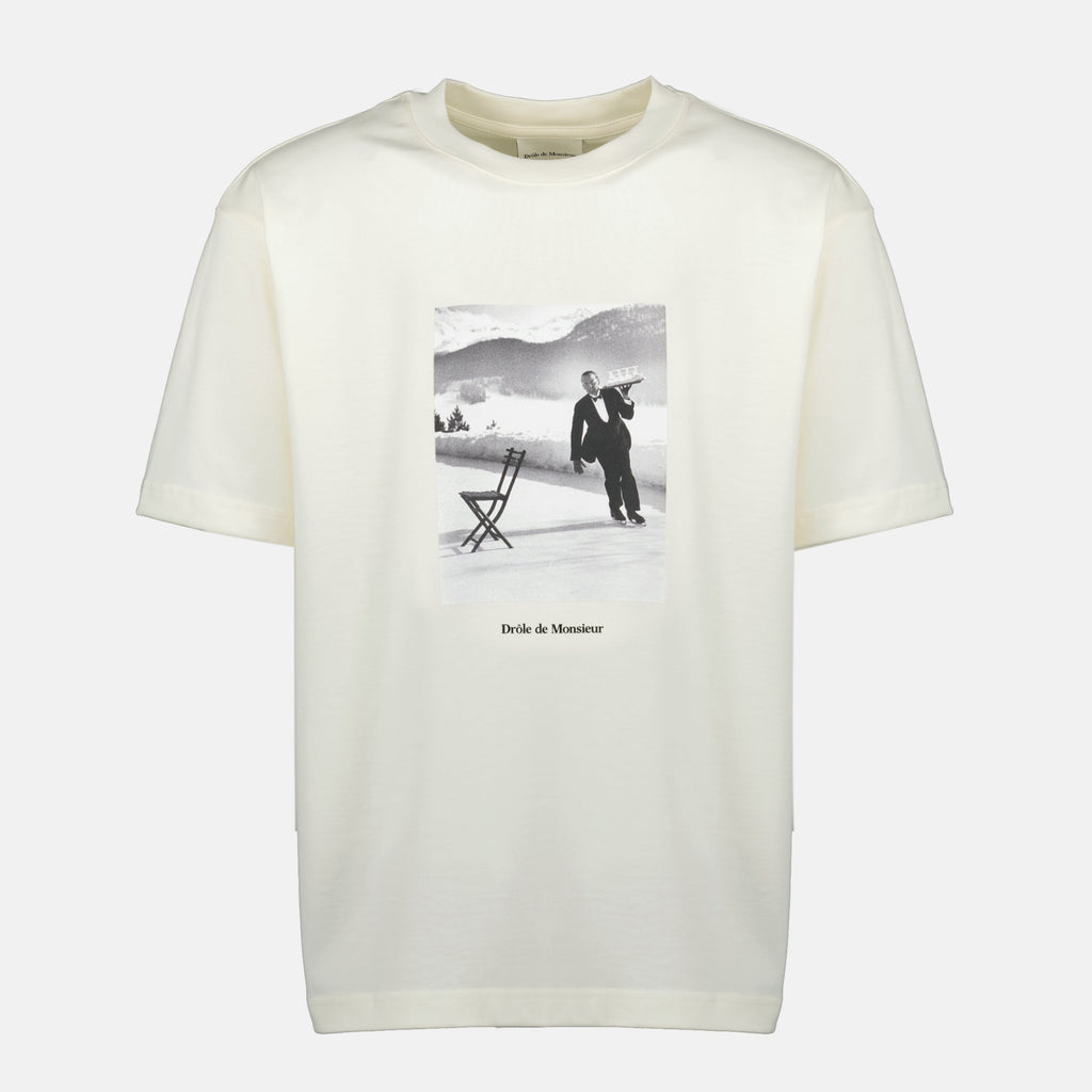 Ice Skating T-shirt, Drôle De Monsieur, cotton apparel, men's fashion, printed T-shirt