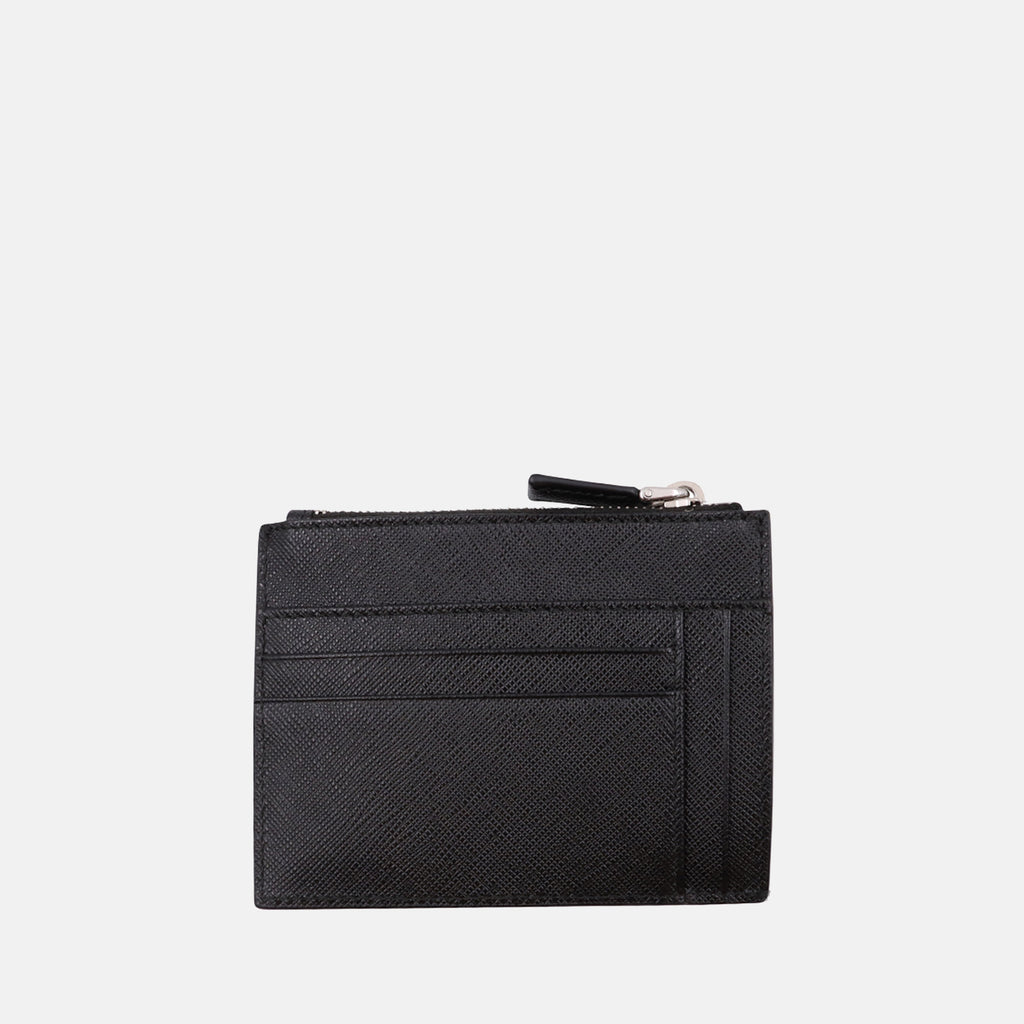 Prada card holder, Saffiano leather wallet, black card holder, men's accessories, minimalist wallet