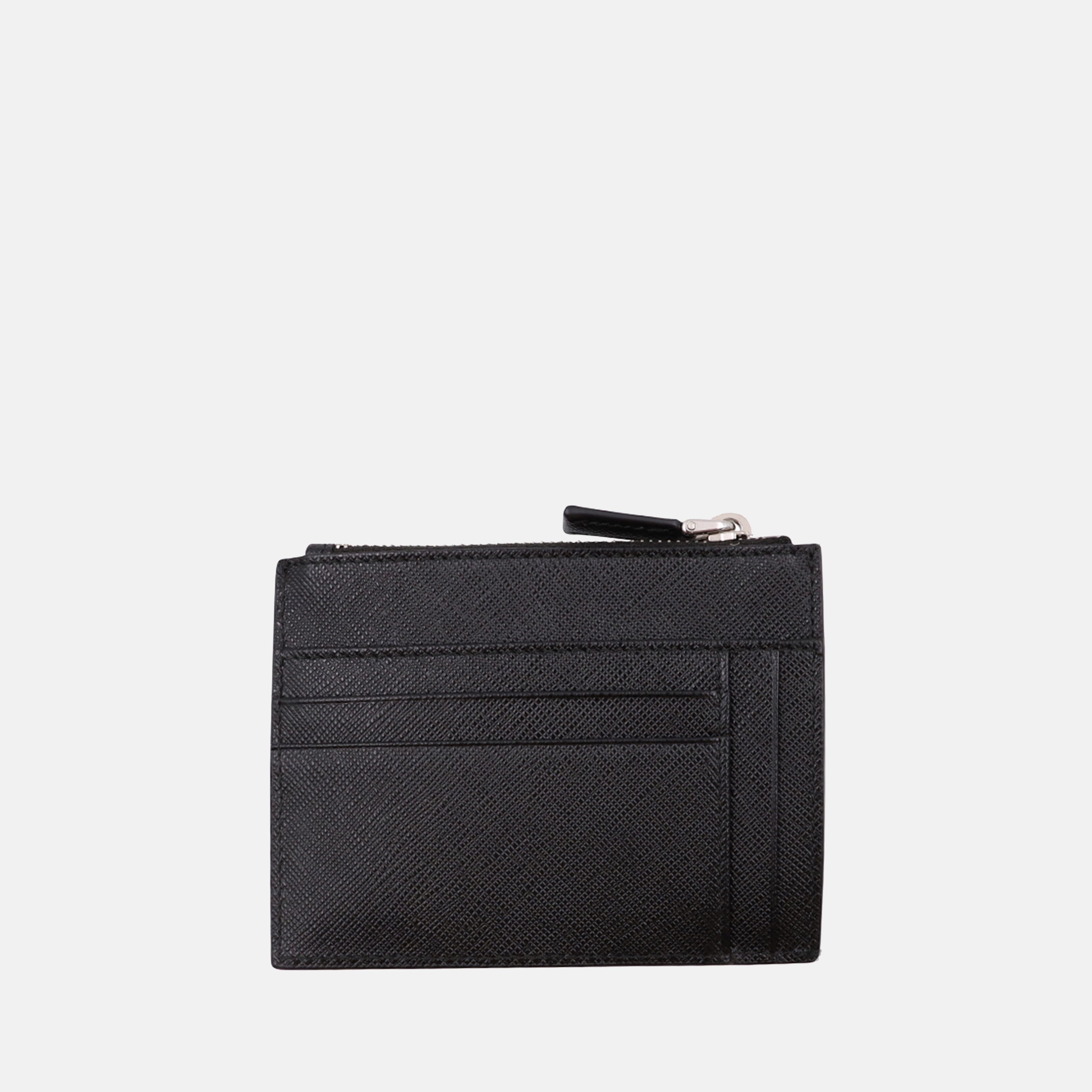Prada card holder, Saffiano leather wallet, black card holder, men's accessories, minimalist wallet
