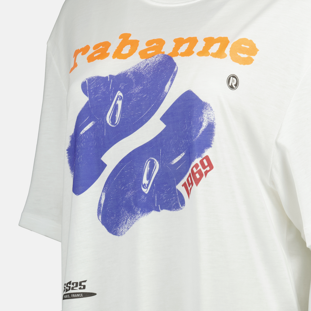 Rabanne T-shirt, Signature T-shirt, Printed shirt, White cotton T-shirt, Spring-Summer collection