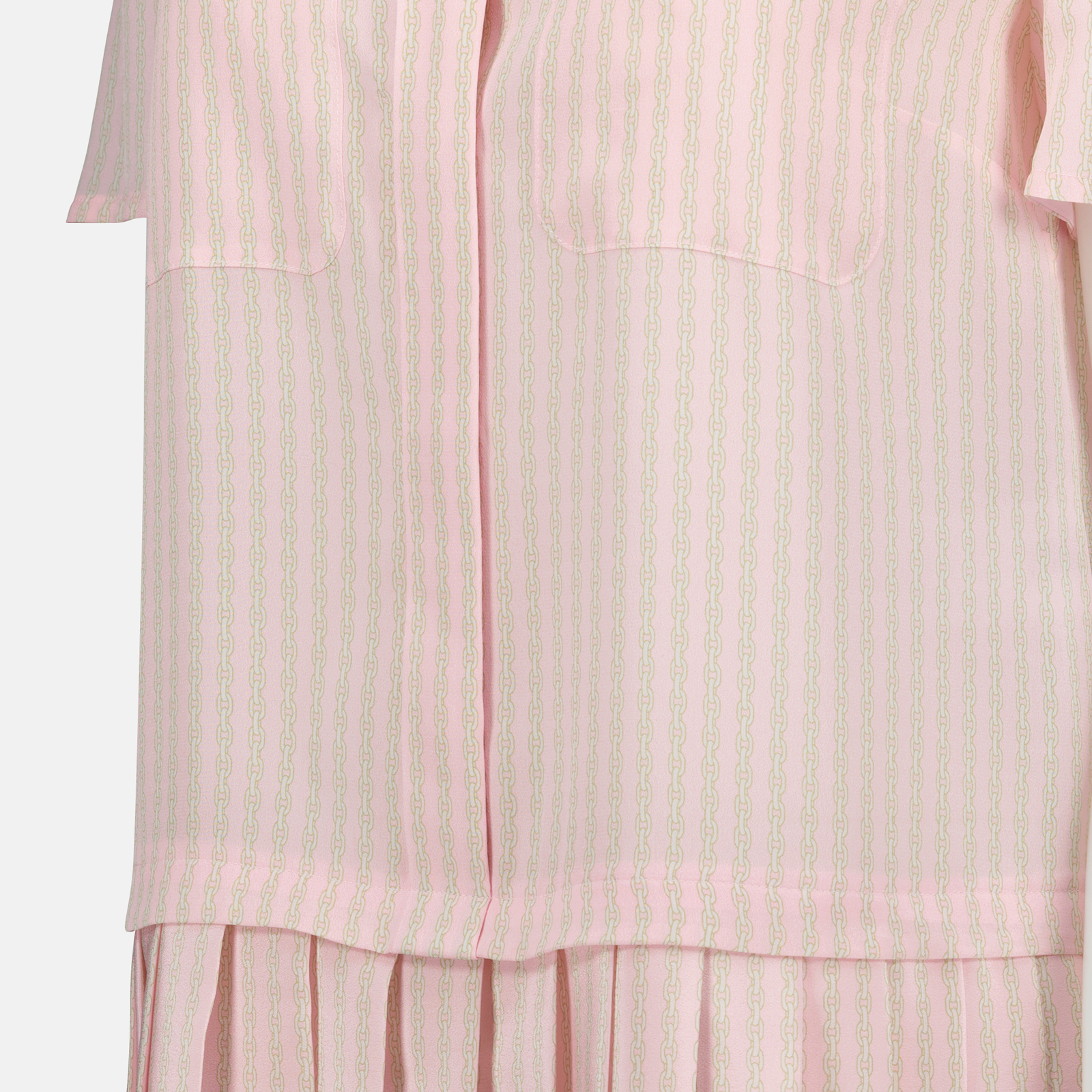 pink silk shirt dress, Versace dress, pleated dress, luxury fashion, Spring-Summer collection