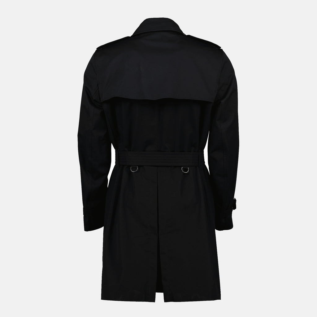 Burberry trench coat, Kensington trench coat, black trench coat, men's outerwear, mid-length coat