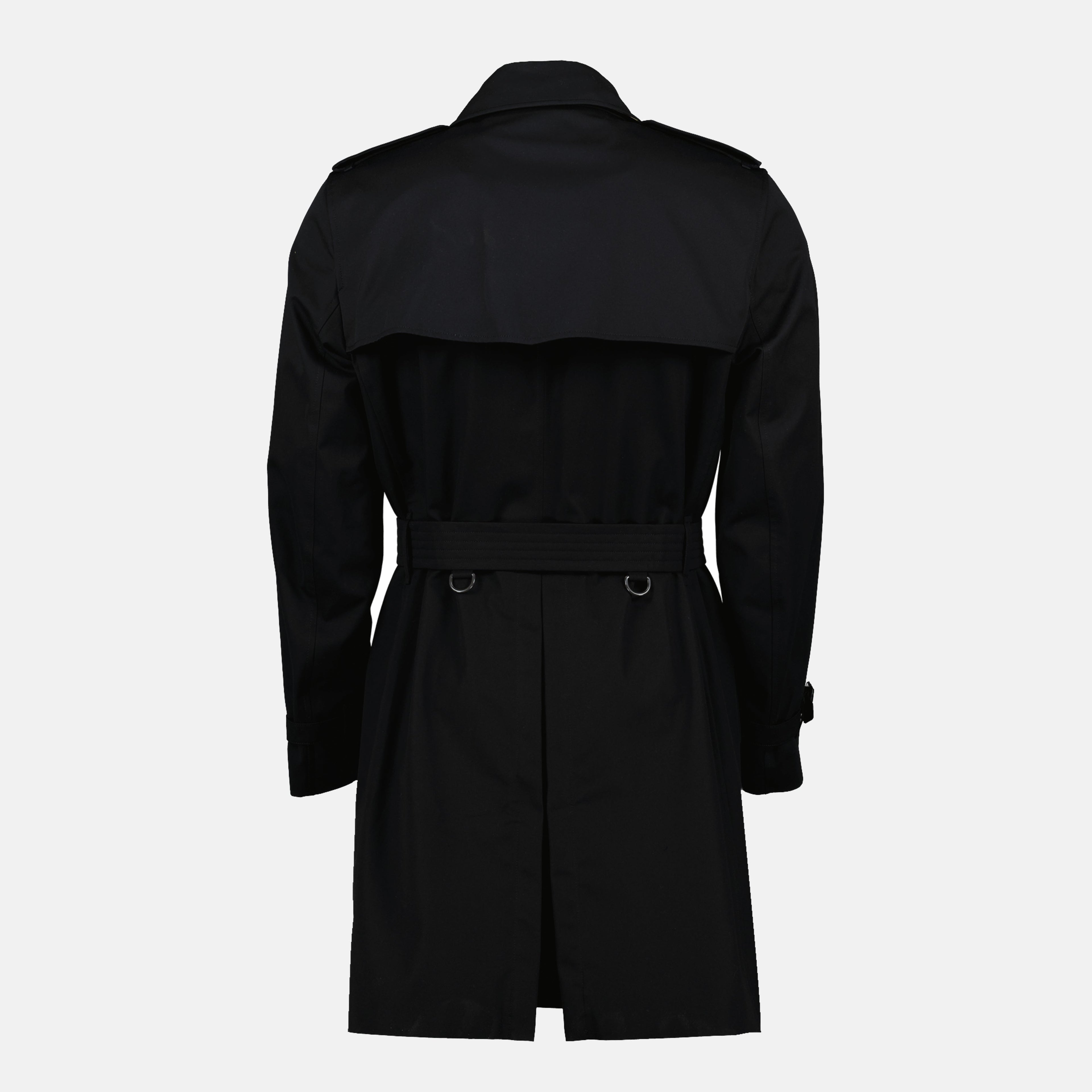 Burberry trench coat, Kensington trench coat, black trench coat, men's outerwear, mid-length coat