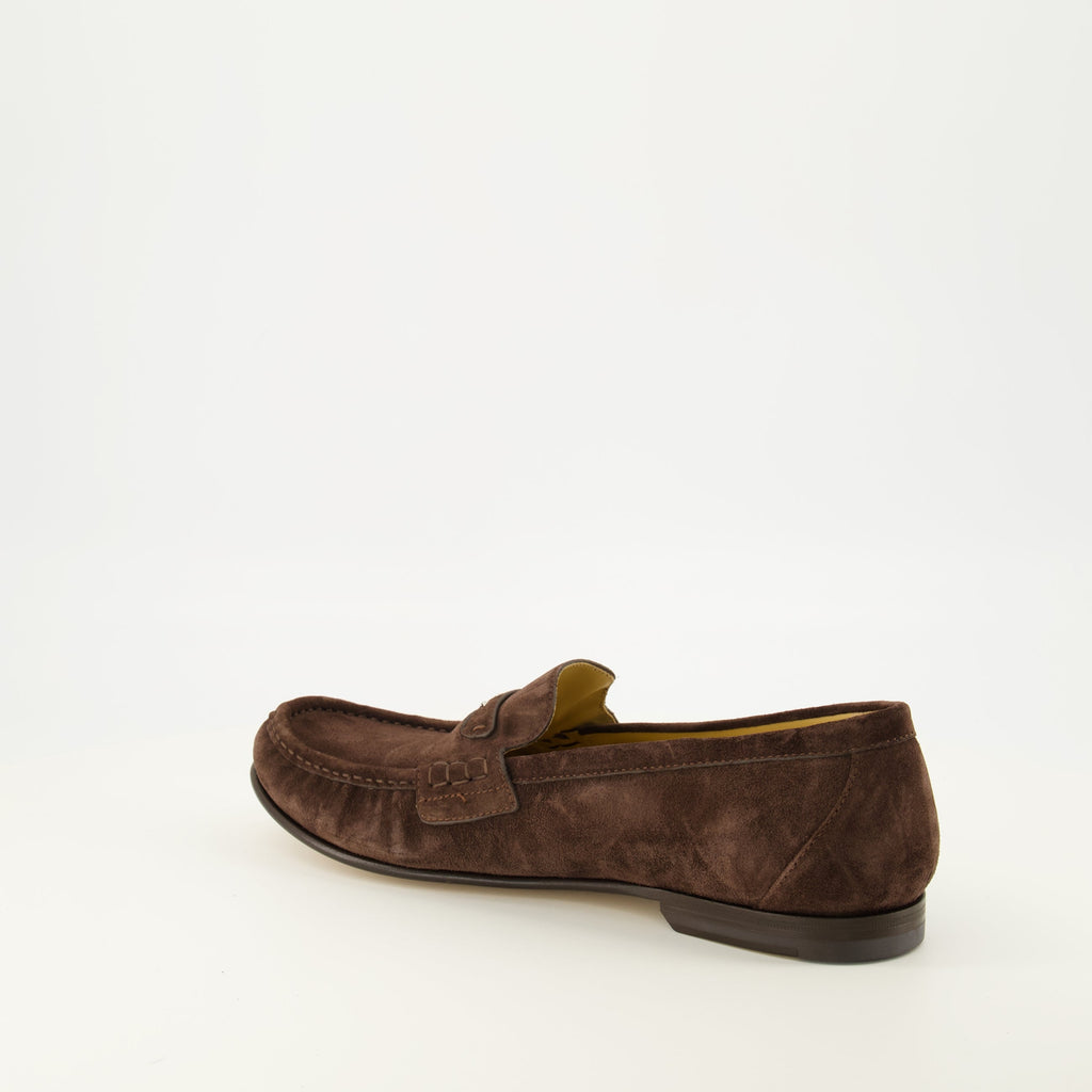 Brown Suede Scrunch Loafers