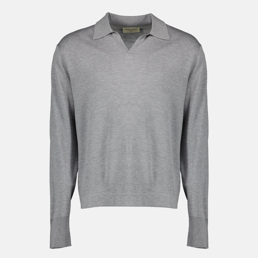 Bilde av Polo Simone Gray fra Officine Générale for Menn - Sesong Vår-Sommer 2026 - Frontview