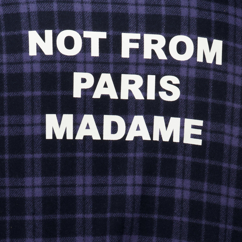 Navy Check Flannel Slogan Jacket