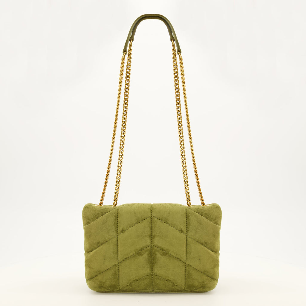 Toy Puffer Tasche aus grünem Veloursleder