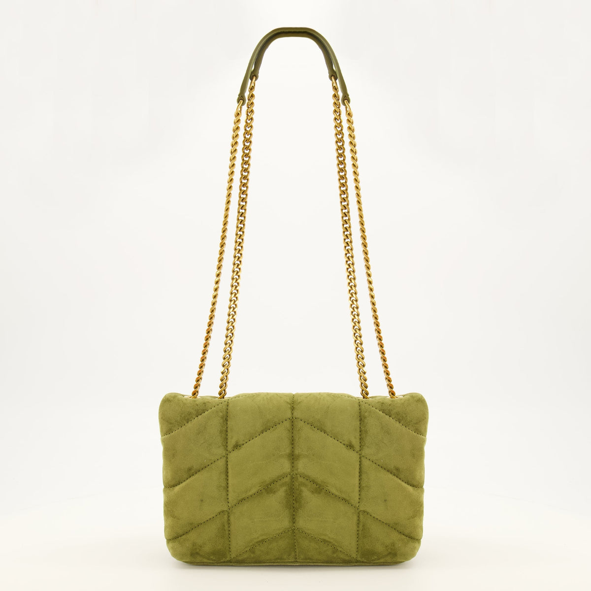 Toy Puffer Tasche aus grünem Veloursleder