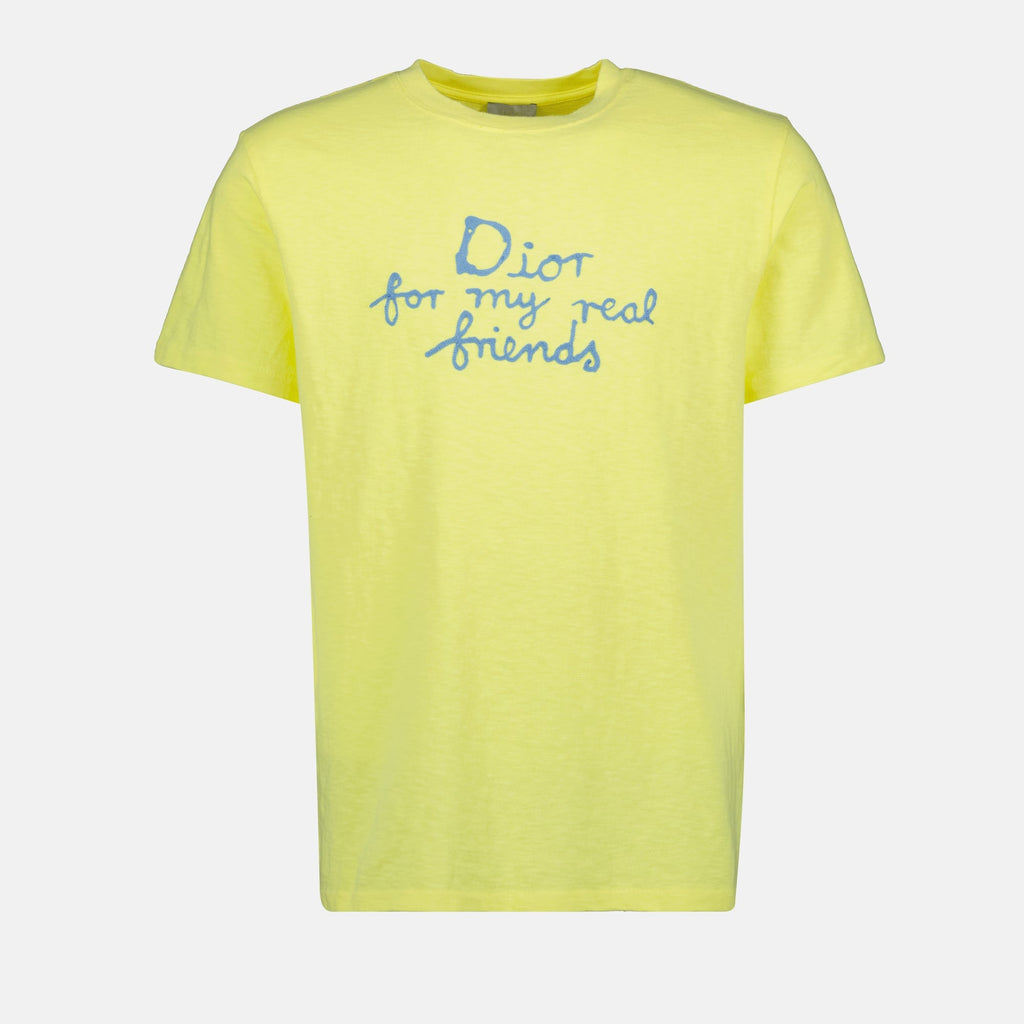 T-shirt, Dior, Hylton Nel, yellow T-shirt, embroidered logo