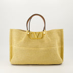 Valentino Garavani tote bag, braided straw bag, fashion tote, designer handbag, luxury accessory