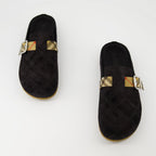 Burberry clogs, velour leather footwear, designer slip-ons, non-slip clogs, premium leather shoes