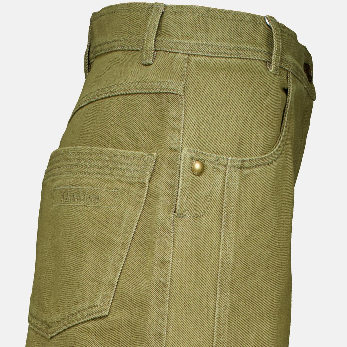 Khakifarbene Baumwollhose mit weitem Bein