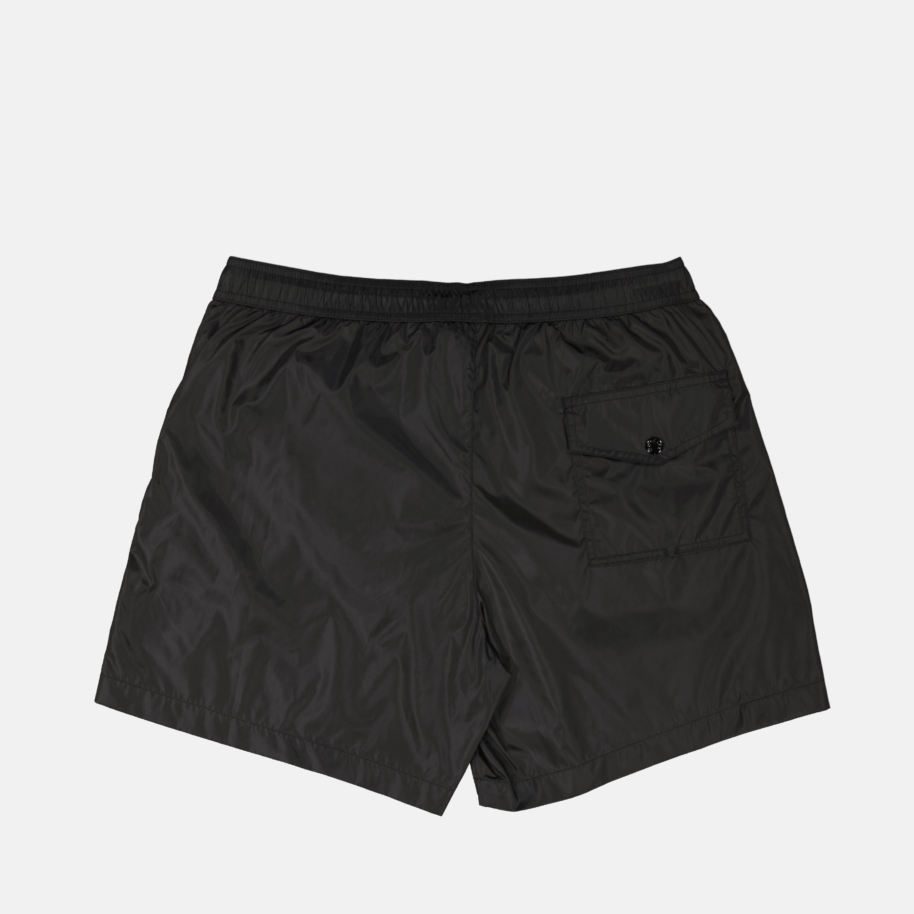 black swim shorts, Moncler swimwear, logo swim shorts, nylon swim shorts, luxury beachwear