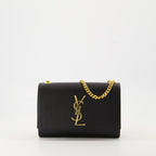 Immagine di Le Sac Kate Small Nero e Oro di Saint Laurent per Donne - Stagione Autunno-Inverno 2025 - Vista Frontale