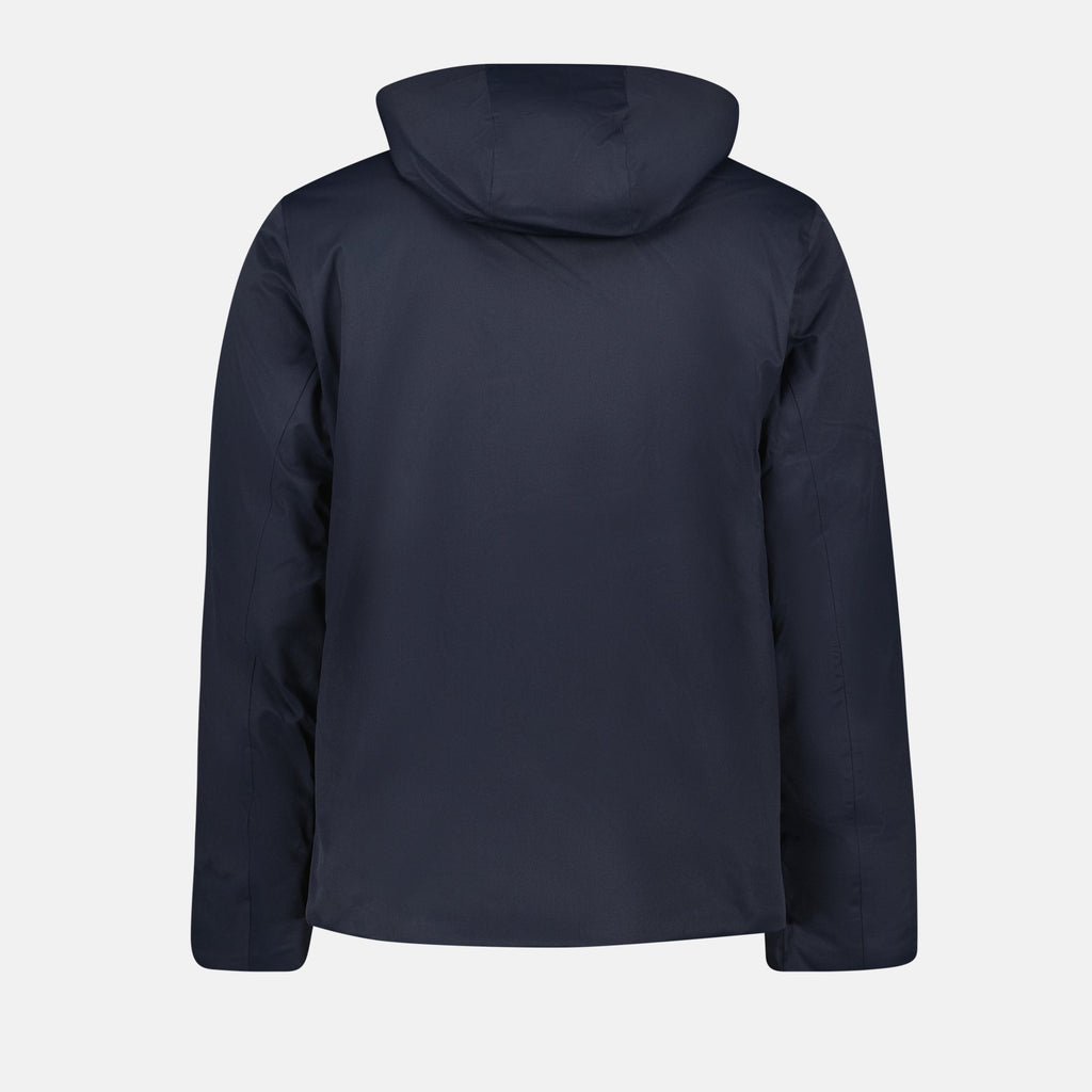 navy twill parka, PrimaLoft insulation parka, men's outerwear, stylish winter coat, adjustable hood parka