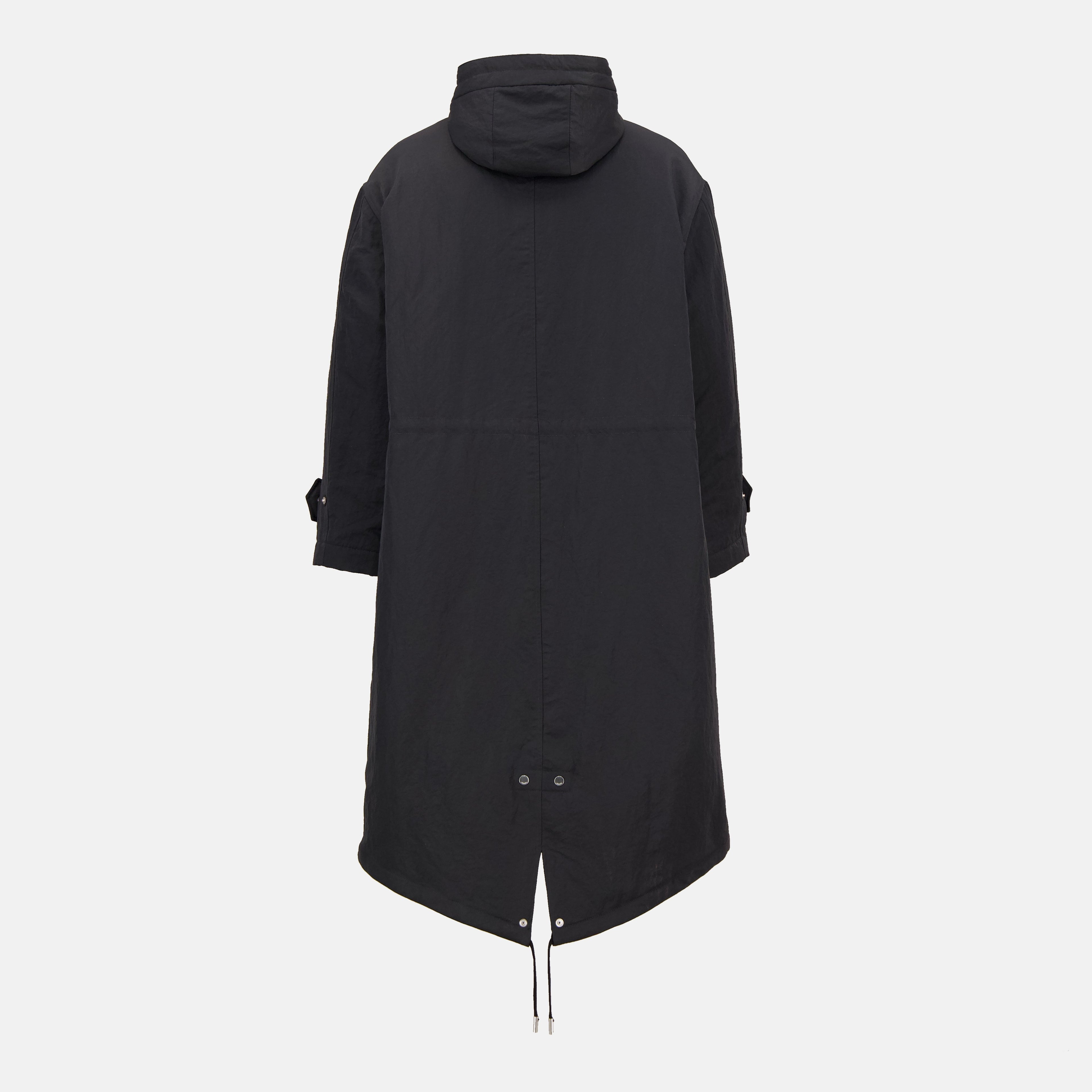 AMI Paris parka, long gray parka, nylon parka, water-repellent coat, Autumn-Winter fashion