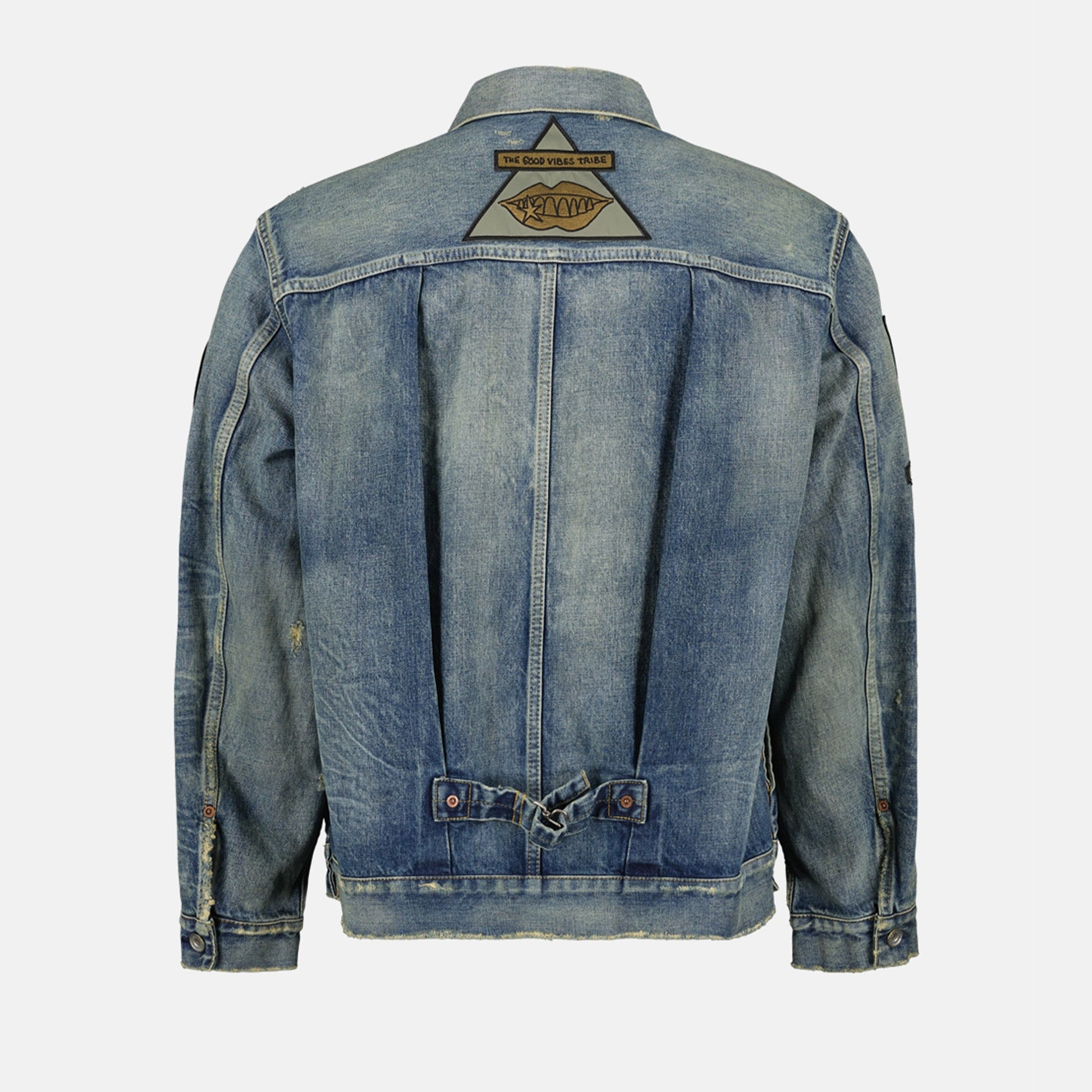 denim jacket, Sacai, blue jacket, fashion patches, luxury outerwear