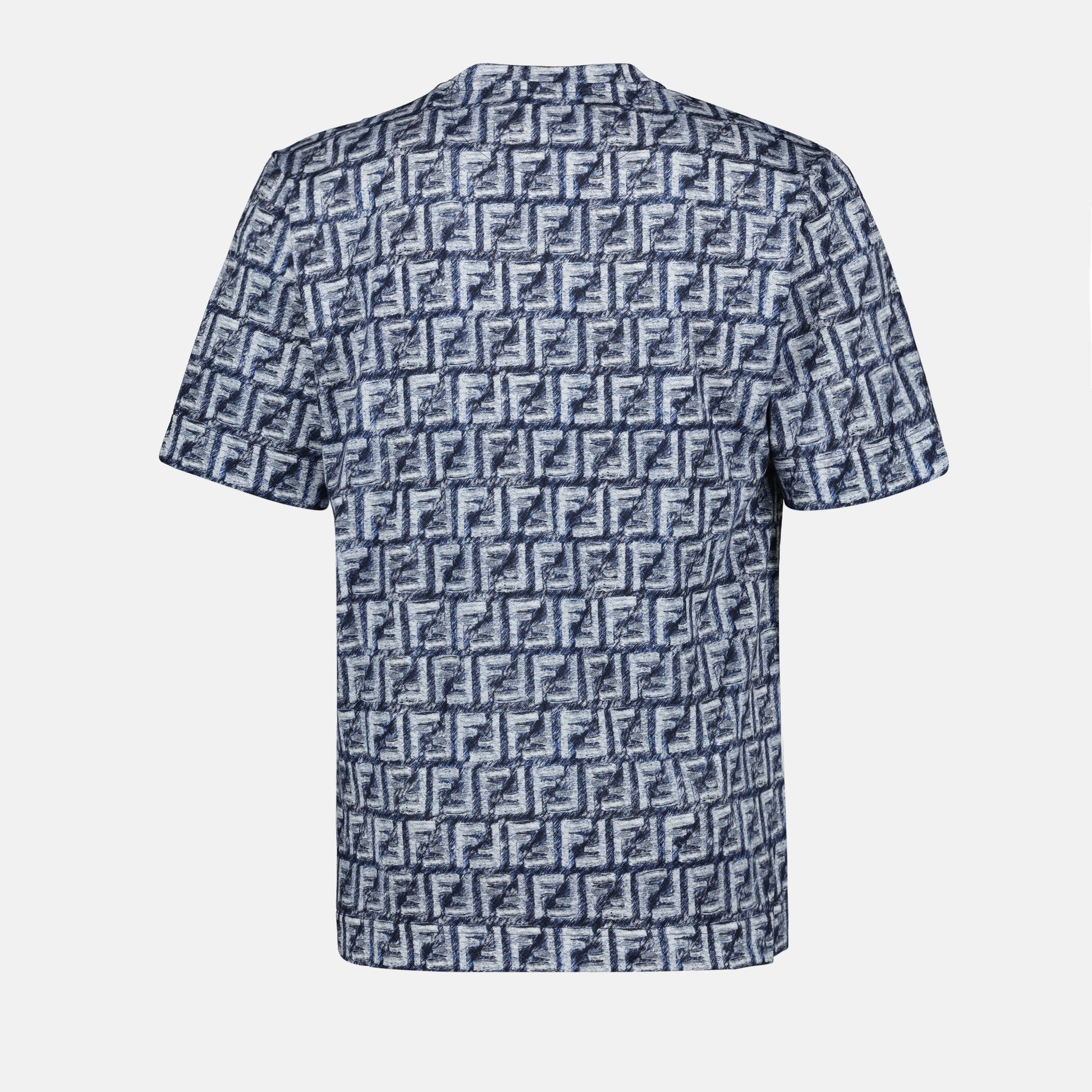 1. Blue Cotton T-shirt2. Fendi Spring-Summer 20243. Luxury casual wear4. Round neck short sleeves5. High-end fashion T-shirt