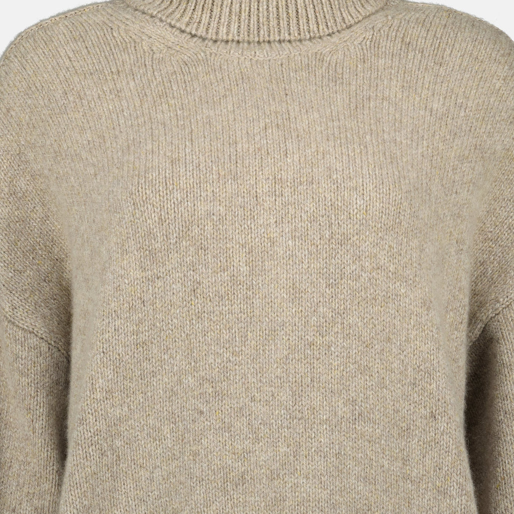 Khaite Willem turtleneck, cashmere sweater, Autumn Winter fashion, beige turtleneck, relaxed fit knitwear