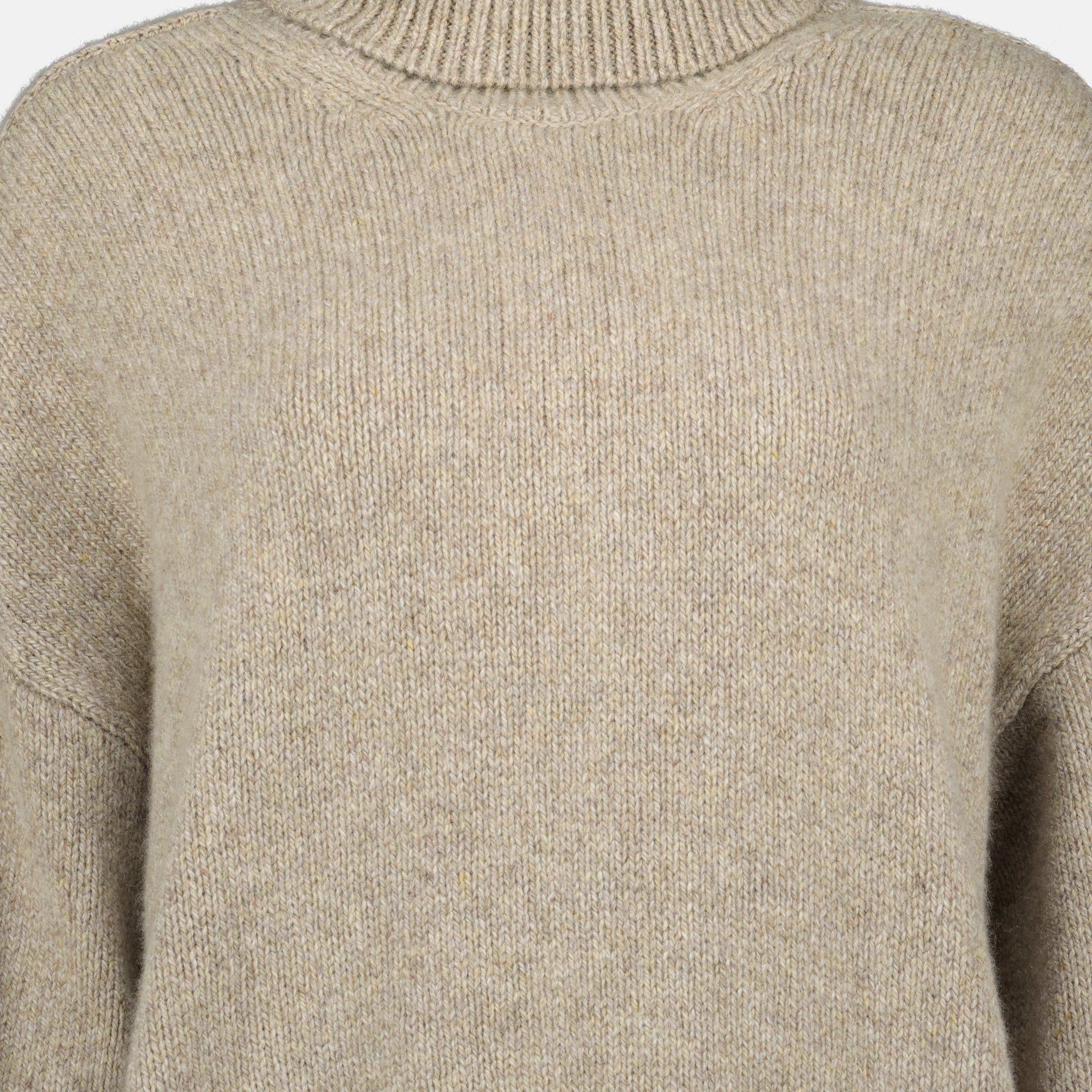 Khaite Willem turtleneck, cashmere sweater, Autumn Winter fashion, beige turtleneck, relaxed fit knitwear