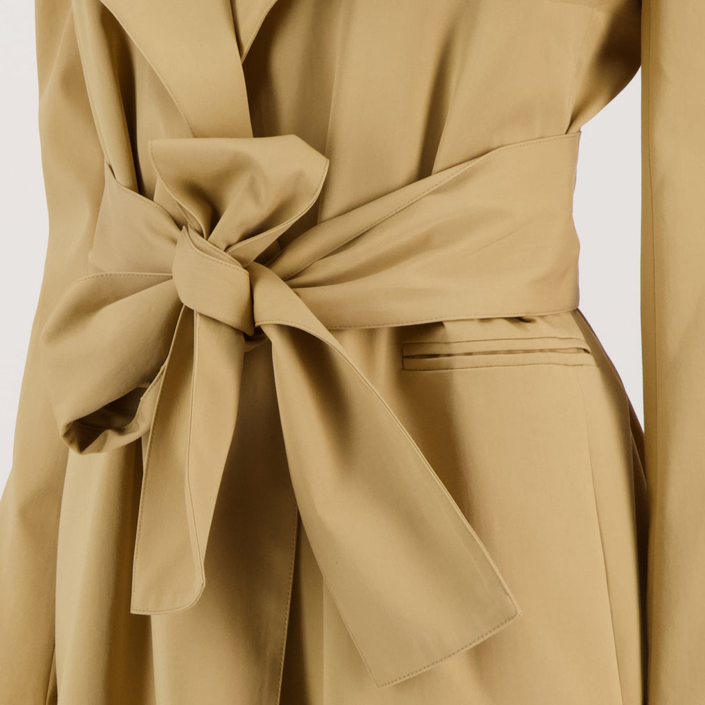 Maxwell trench coat, Khaite outerwear, cotton gabardine coat, beige trench coat, classic women's coat