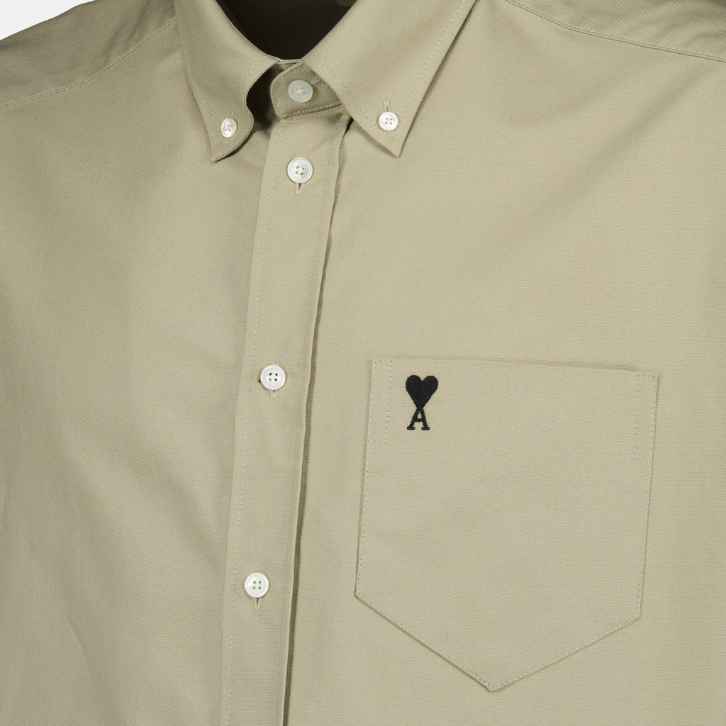 Image of Boxy Shirt Ami de Cœur Beige by Ami PARIS for Men - Season Spring-Summer 2026 - Detail View 2