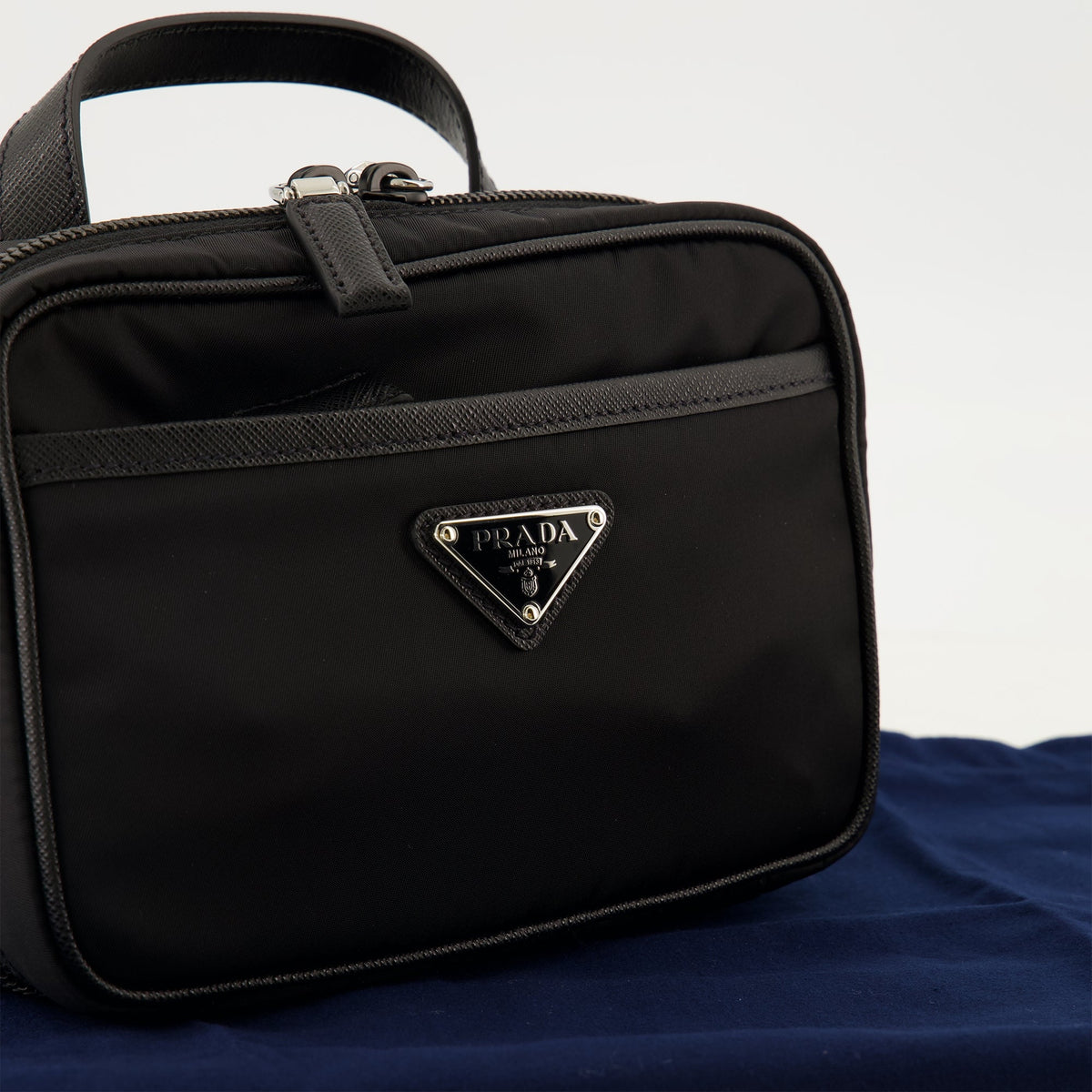 Black Leather and Re-Nylon Bag