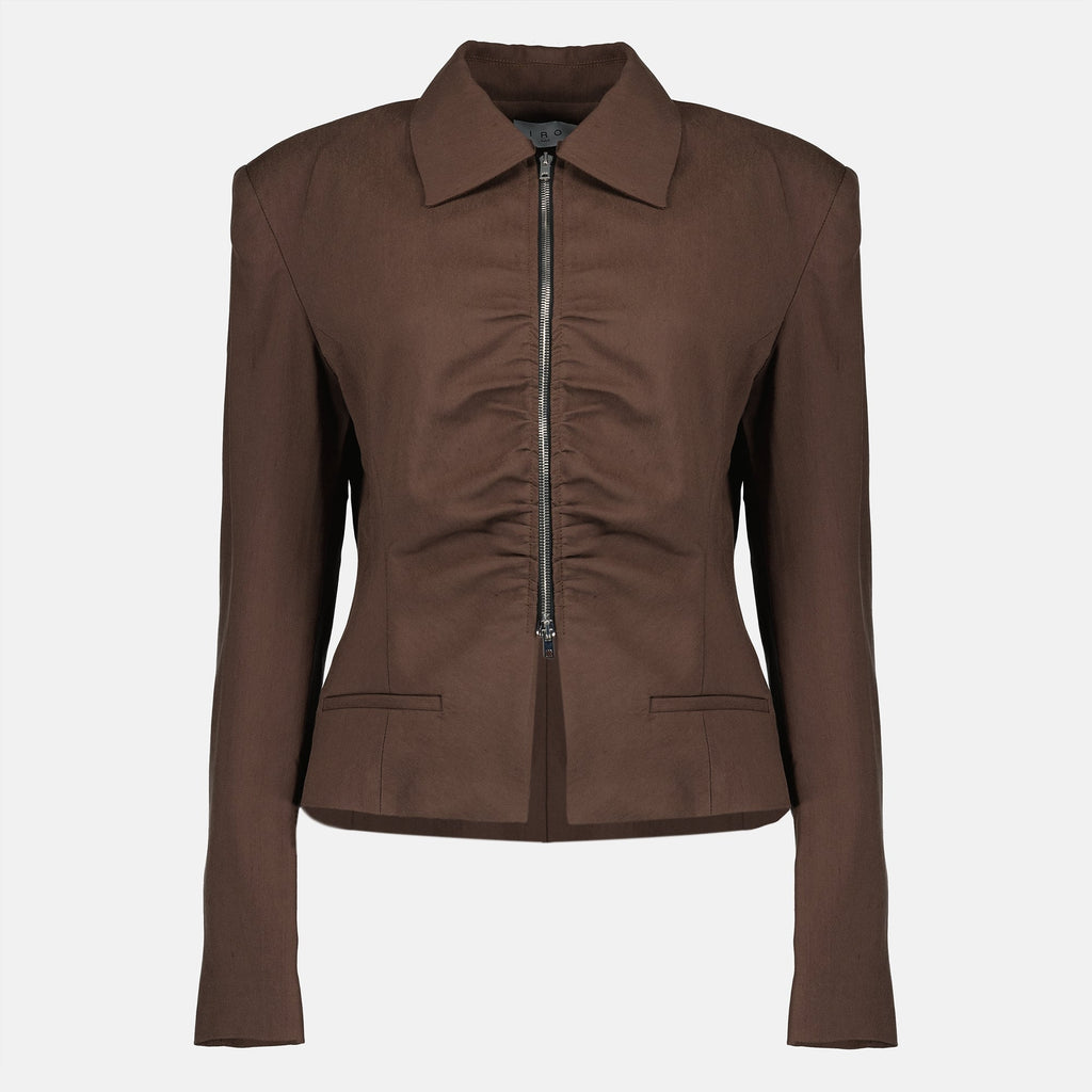 Brown Gathered Jacket