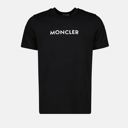 Moncler T-shirt, black logo shirt, organic cotton, luxury menswear, 2024 collection