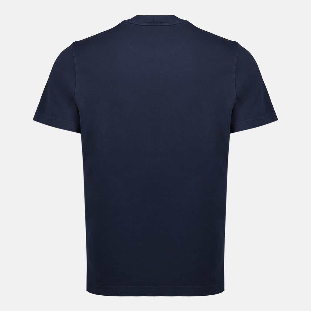 Image du T-shirt à logo brodé bleu marine de Moncler pour hommes - Saison Printemps-Été 2026 - Vue de dos