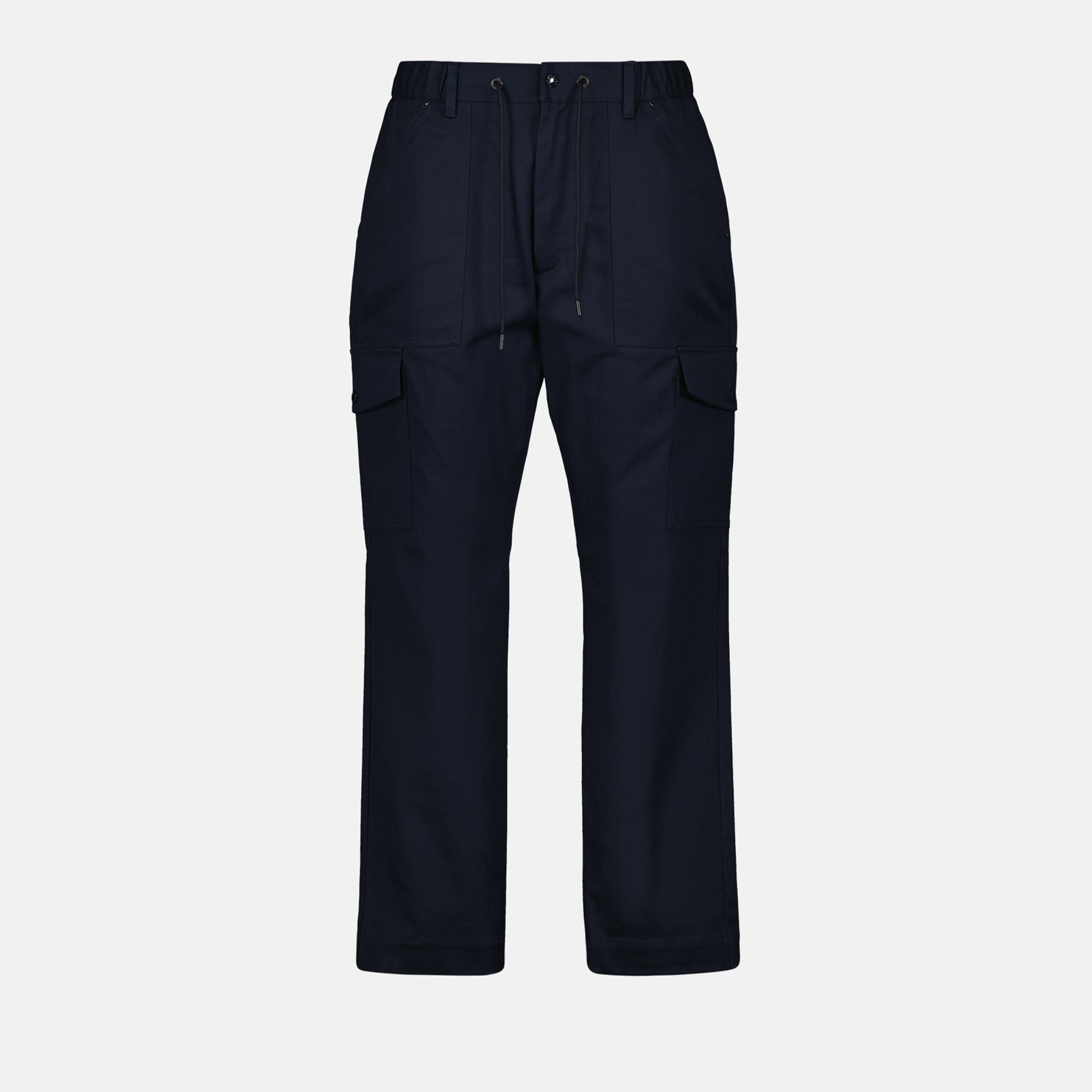 Imagen de Pantalones de Gabardina en Azul por Moncler para Hombre - Temporada Otoño-Invierno 2024 - Vista Frontal