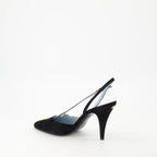 Valentino Garavani, Foliefoliage pumps, black and gold pumps, pointed toe pumps, adjustable ankle strap shoes