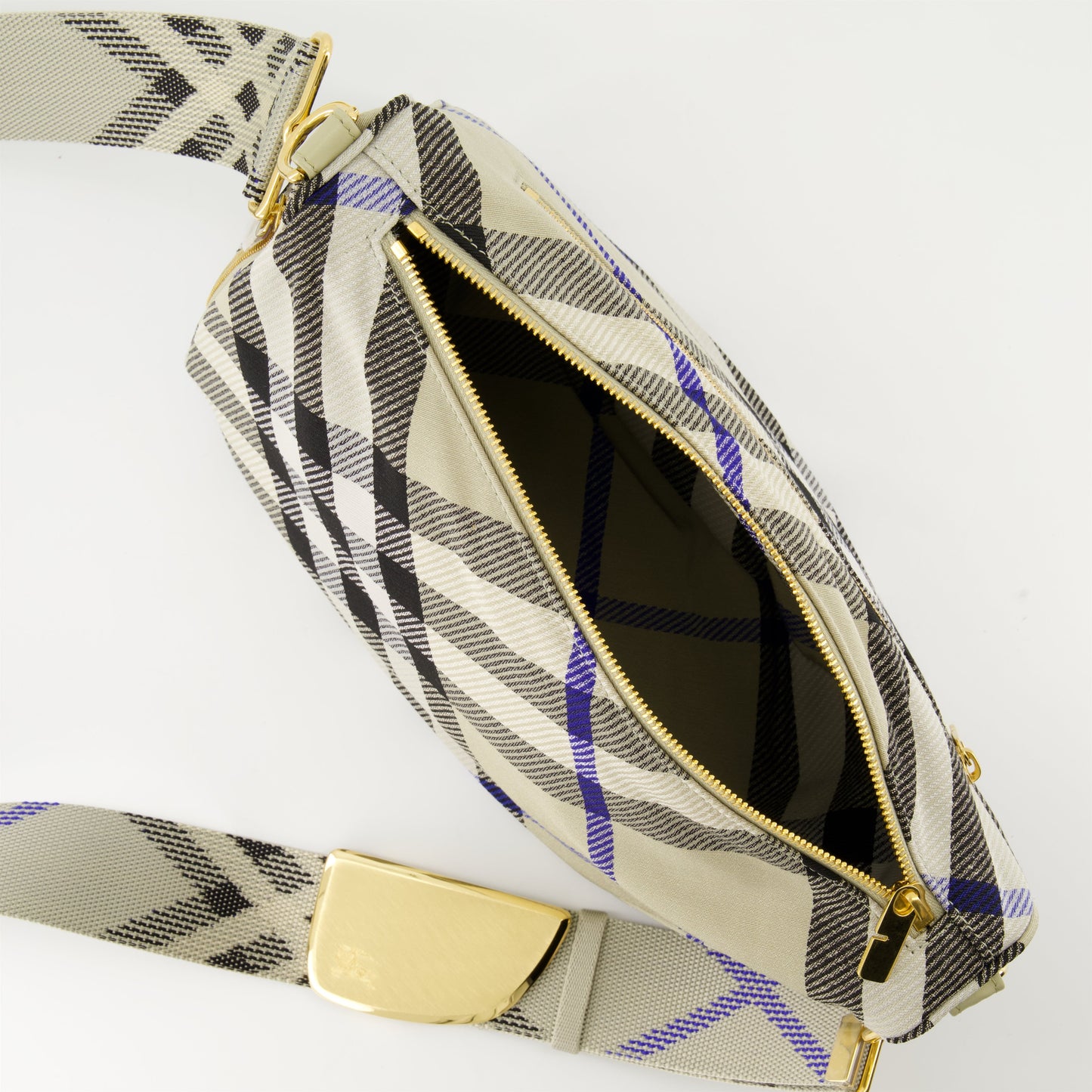 Burberry, Checkered Shield Bag, Embroidered Canvas, Luxury Handbag, Adjustable Strap  