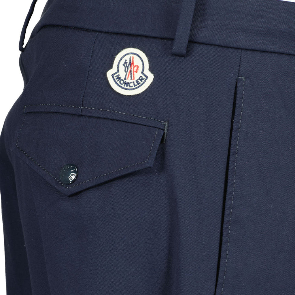 navy trousers, carrot fit trousers, Moncler trousers, cotton pants, stylish trousers