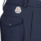 navy trousers, carrot fit trousers, Moncler trousers, cotton pants, stylish trousers
