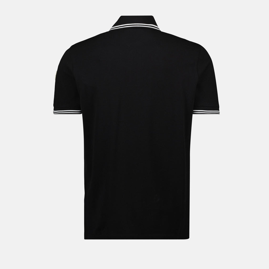 Black polo, striped trim polo, Moncler polo, cotton polo shirt, spring-summer collection
